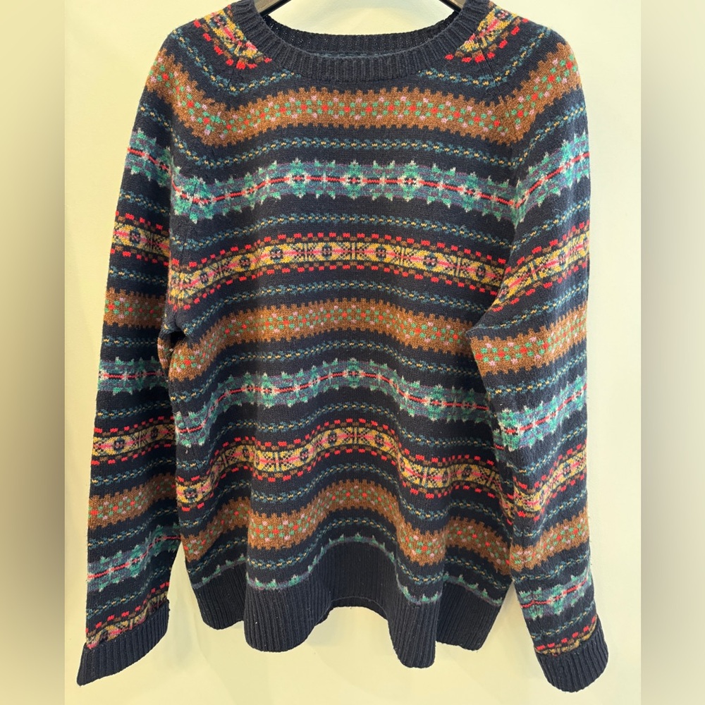J. Crew Men's Fair Isle Sweater 100% Wool Size XL